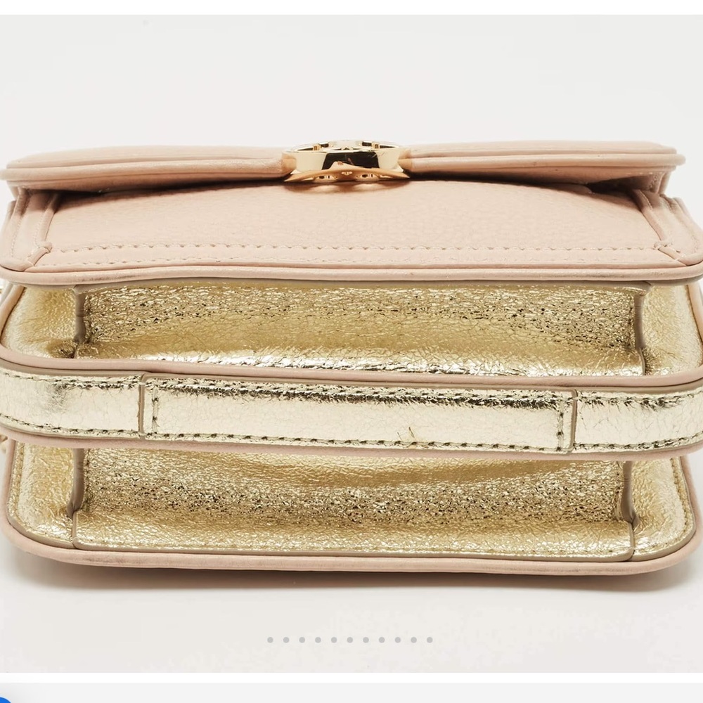 Tory Burch Peach/Gold Leather Duet Chain Shoulder Bag - Picture 3 of 9